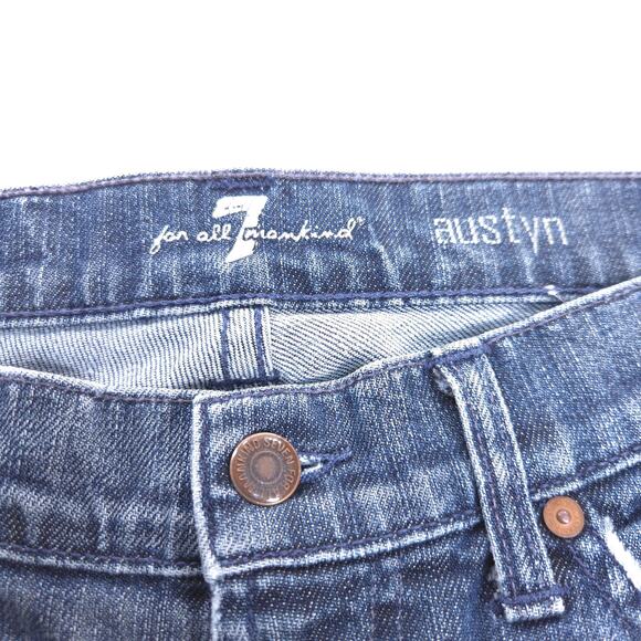 7 For All Mankind Austyn Button Zip Medium Wash Denim Jeans Womens Size 32 Blue - Picture 6 of 8